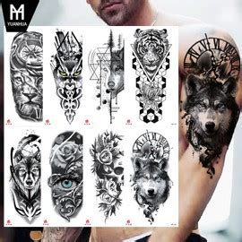 Hilewa 22 Feuilles 3D Avant Bras Demi Manches Tatouages Temporaires