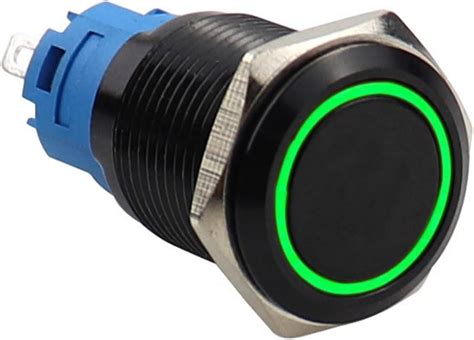 Black Push Button Switch 12 16 19 22mm Waterproof Illuminated Led Light