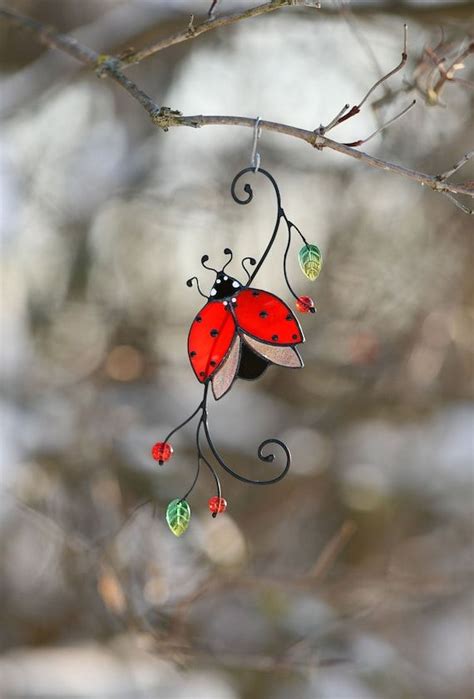 Marienkäfer Glasmalerei Suncatcher Muttertagsgeschenk Fensterbehang