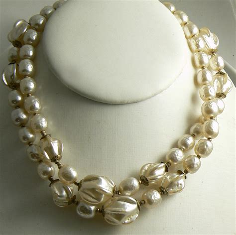 Fancy Extra Long Miriam Haskell Ruffled Baroque Pearl Necklace