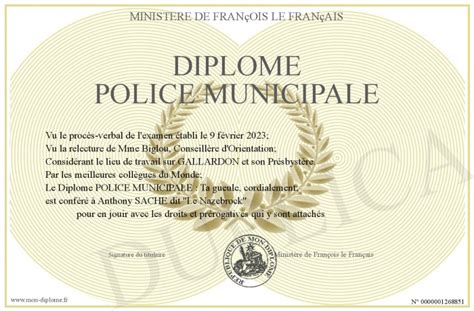 Diplome POLICE MUNICIPALE