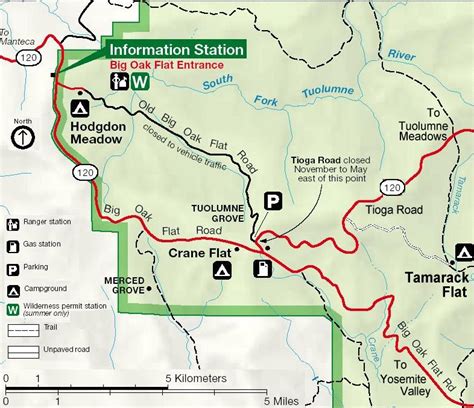 Yosemite National Park Tioga Road Tuolumne Meadows And High Sierra Maps