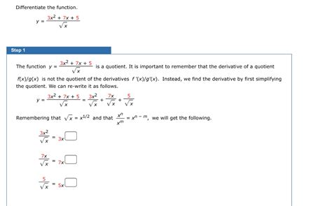 Solved Differentiate The Function 3x2 7x 5 V X Step 1