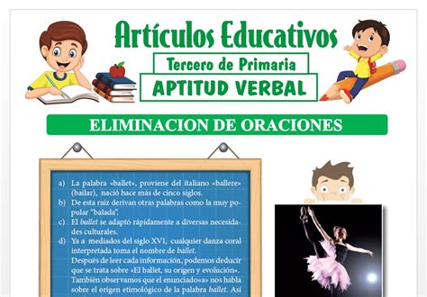 Eliminación de Oraciones para Tercero de Primaria Articulos Educativos