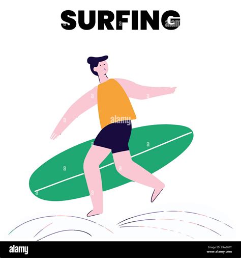 Flat Surfing Vector Illustration Stock Vector Image And Art Alamy