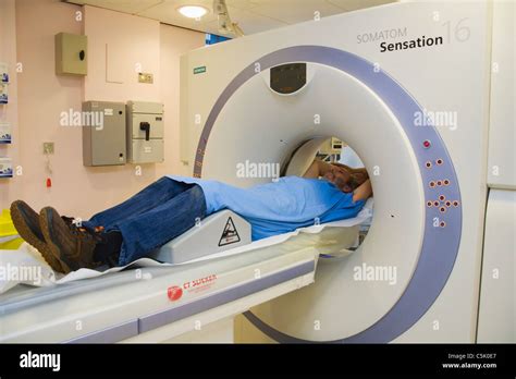 Male Patient In CT Scanner For Chest Scan Siemens Somatom Scanner