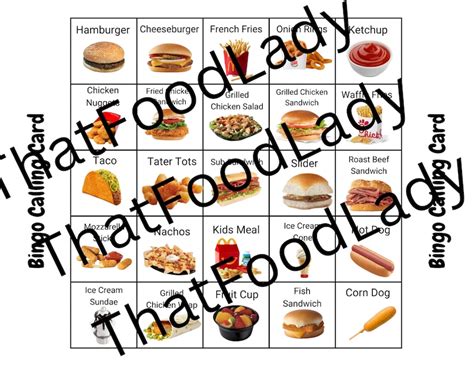 Fast Food Bingo Printable And Powerpoint Etsy