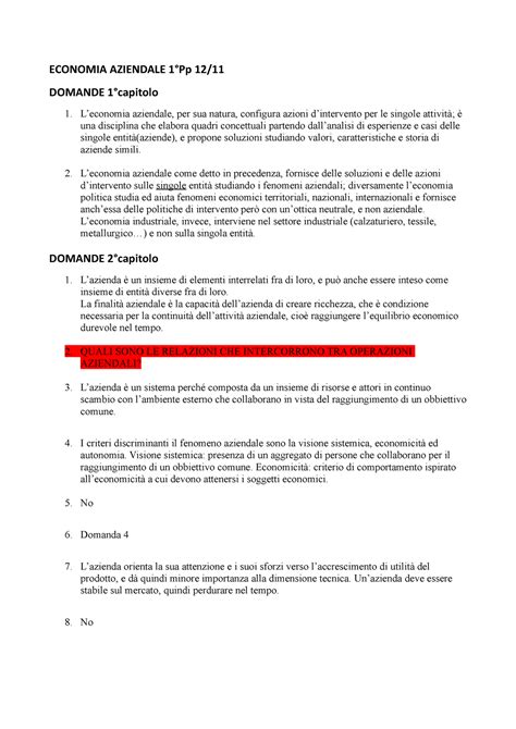 Domande Ooo Economia Aziendale Pp Domande Capitolo L