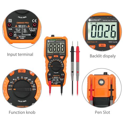 Neoteck Digital Multimeter Pm Ac Dc Voltage Current Resistance Tester