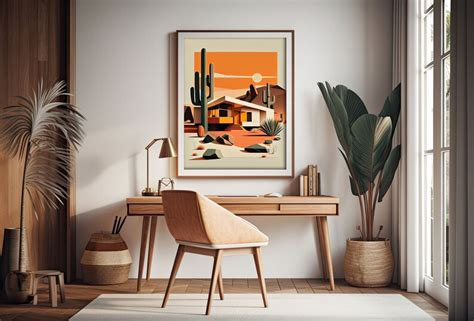 Mid Century Modern Desert Ranch House Digital Download Art Etsy