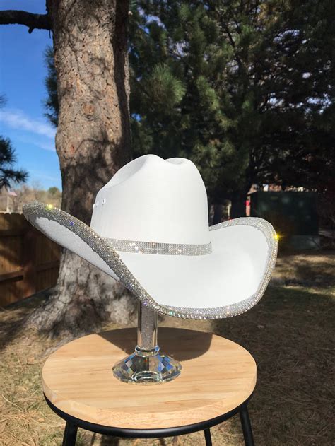 Rimmed Rhinestone Cowgirl Hat Western Wedding Country Etsy