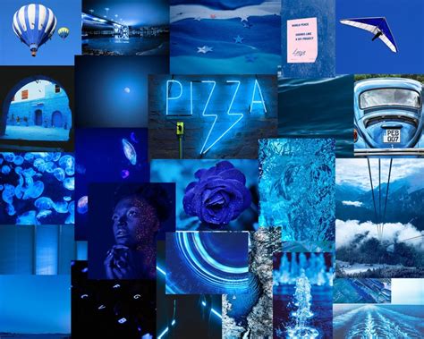 Dark Moody Electric Blue Aesthetic Photo Wall Collage Kit Set Etsy