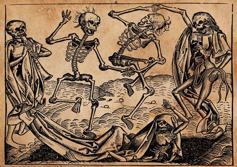 Dancing Skeleton Memento Mori Skeleton Poster Medieval Art Occult