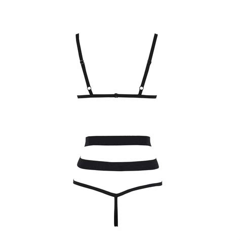 Sexy Women Lingerie Set Bandage Elastic Strappy Hollow Out Erotic G String Thong Bra Panties