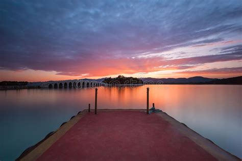 The Summer Palace at Sunset Stock Image - Image of beautiful, bridge ...