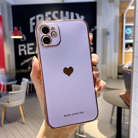 Electroplated Love Heart Phone Case For Iphone Pro Pro Etsy