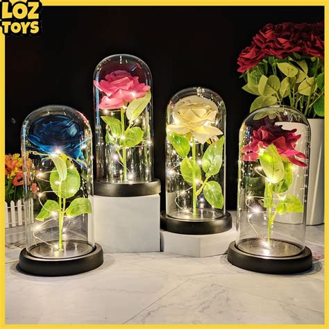 Jual LOZTOYS Beauty And The Beast Rose Led Bunga Mawar Lampu Romantis