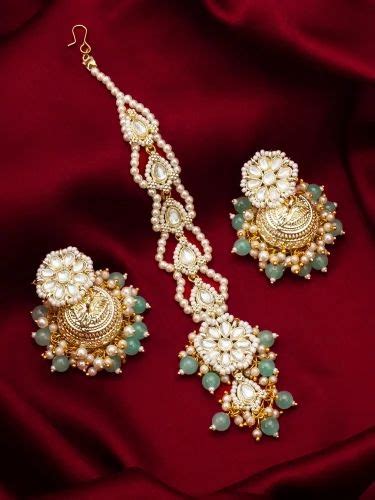 Mgt Gold Plated Handmade Moti And Kundan Stone Studded Mangtikka