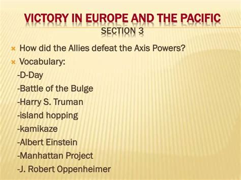 Ppt Victory In Europe And The Pacific Section 3 Powerpoint