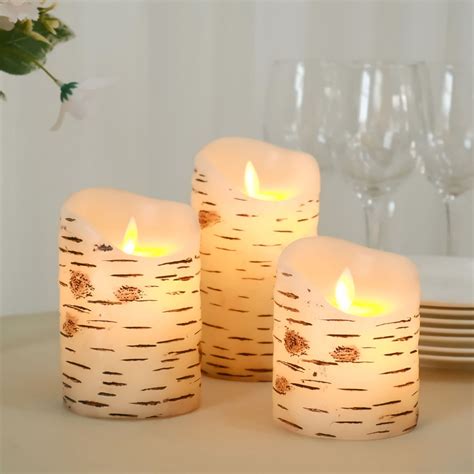 Set of 3 | Warm White Flameless Flicker LED Fireplace Pillar Candles ...