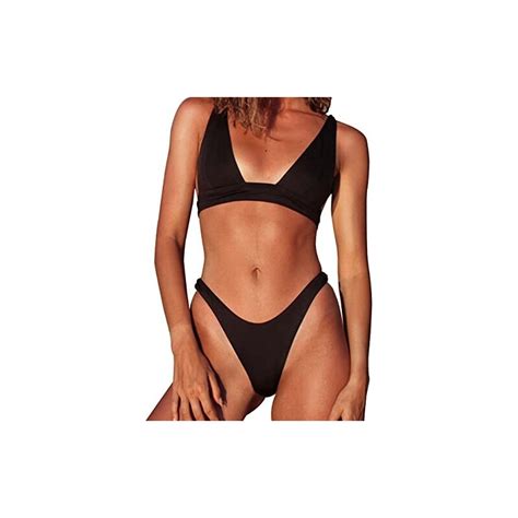 Koemcy Costume Da Bagno Donna Sexy Vita Alta Perizoma Bikini Set Triangolo Bikini Set Due Pezzi