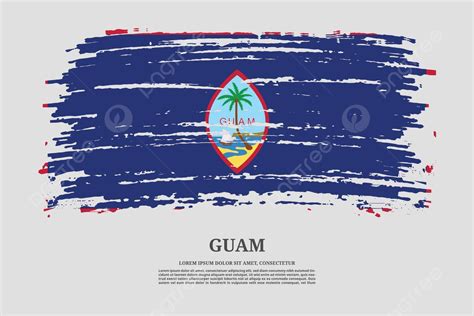 Afiche Vectorial Con La Bandera De Guam Con Efecto De Trazo De Pincel Y