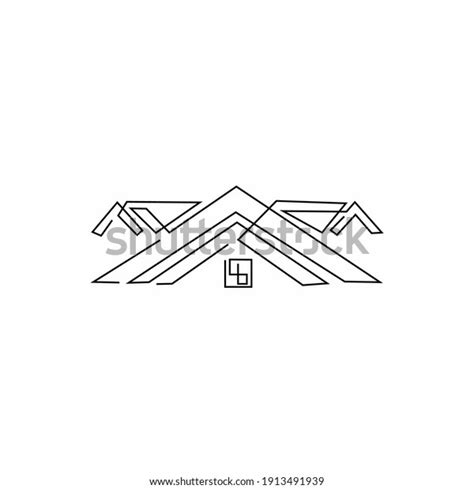 Logo Design Real Estate Continuous Line Stock Vector Royalty Free