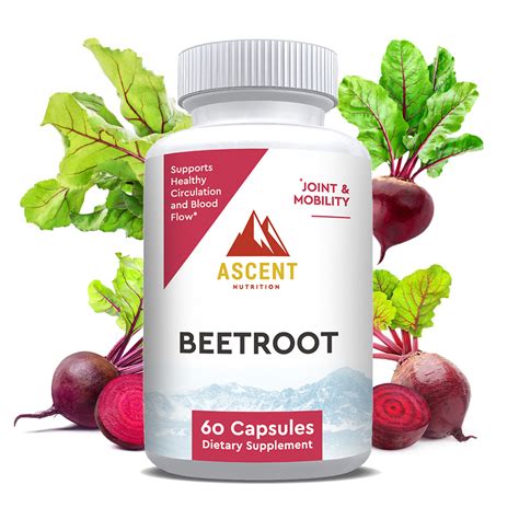 Organic Beetroot 60 Capsules 1300 Mg Ascent Nutrition