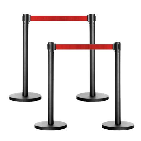 Covid 19 Retractable Crowd Control Black Barrier Post 2m Red Webbing