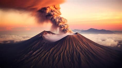 Una erupción volcánica con una imponente columna de humo y cenizas que