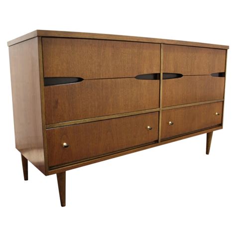 Bassett Mid Century Pencil Leg Walnut Credenza Chairish