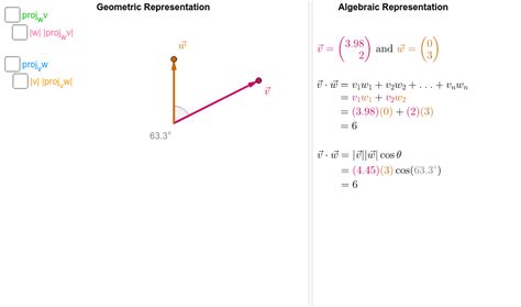 Scalar Product Geogebra