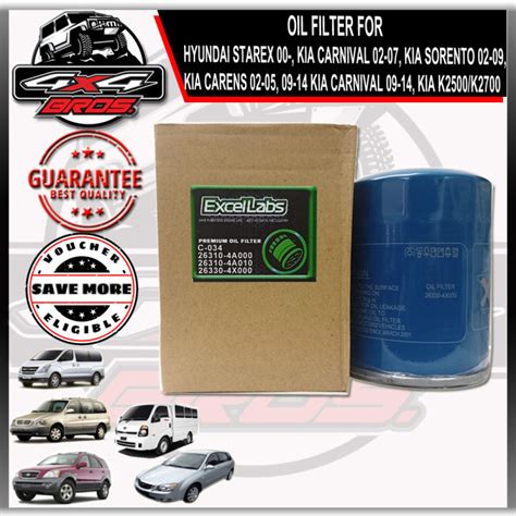 Excellabs Oil Filter For Hyundai Starex Kia Carnival Sorento Carens