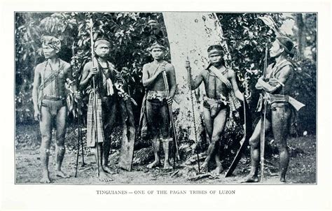 1902 Print Tinguianes Tribe Indigenous People Luzon Philippines Weapons ...