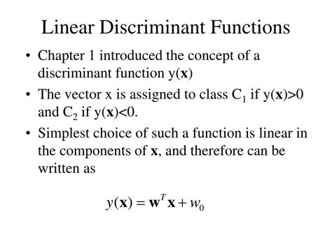 Ppt Linear Discriminant Functions Powerpoint Presentation Free