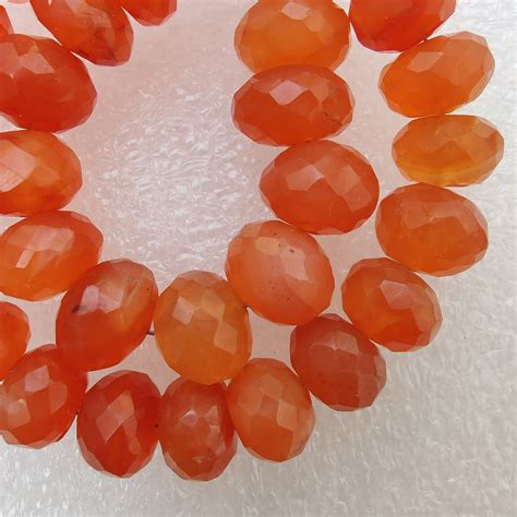 Pcs Carnelian Faceted Rondelle Cut Gemstone Beads Natural Etsy