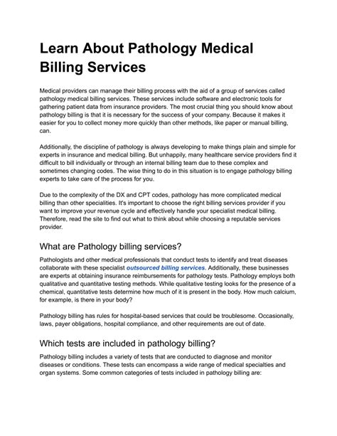 Ppt Learn About Pathology Medical Billing Services Powerpoint