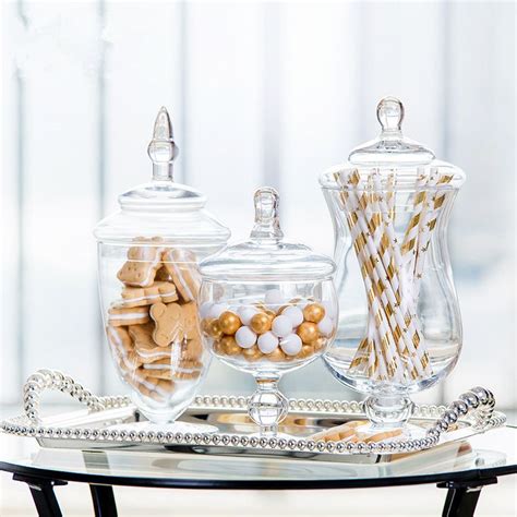 Myt Clear Glass Apothecary Jars With Lid Decorative Footed Vase