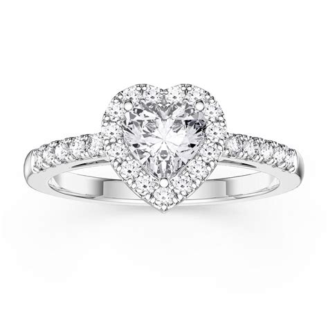 Eternity 1ct Moissanite Heart Halo 18ct White Gold Engagement Ring