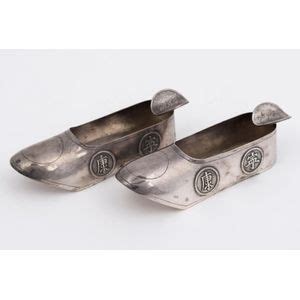 Chinese Silver Shoe Ashtrays Early 20th Century Zother Oriental