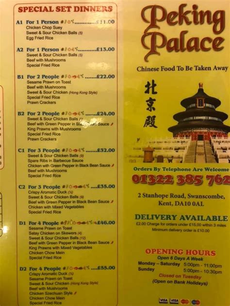 Menu At The Peking Palace Fast Food Swanscombe