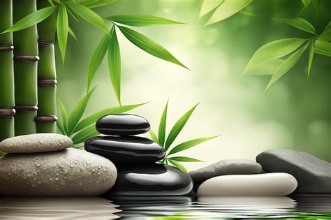 Bambu E Pedras Em Um Spa De Bem Estar Generative Ai Zen Stones E Bambu