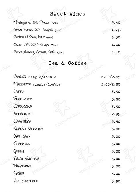 Menu at Gees Restaurant & Bar, Oxford