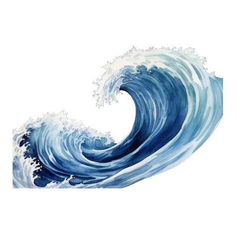 Premium Photo | Watercolor Sea Wave Isolated Aquarelle Tsunami ...