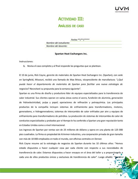 U Analisis Caso A Actividad Iii An Lisis De Caso Fecha