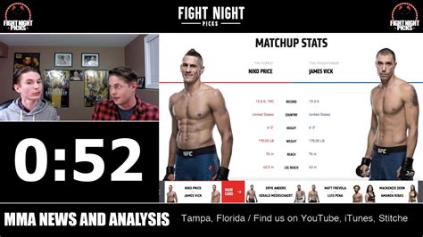 UFC Tampa James Vick Vs Niko Price 2 Minute Prediction YouTube