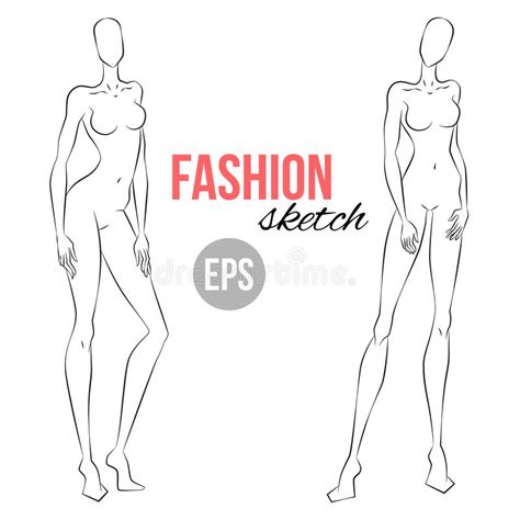 Women`s Figure Sketch. Different Poses. Template for Drawing for ...