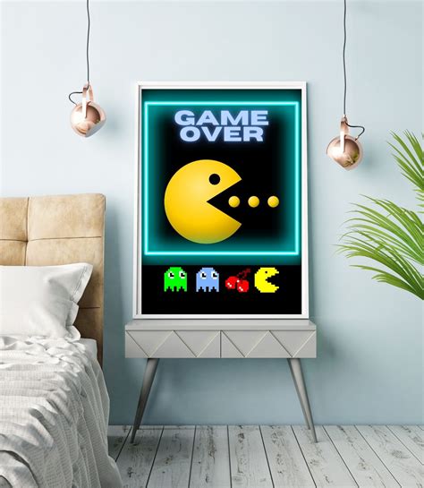 Pacman Game Wall Digital Download Pac Man Poster Pacman Wall Etsy