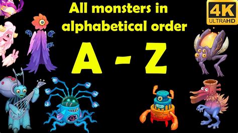 All Monsters In Alphabetical Order My Singing Monsters 4k Youtube