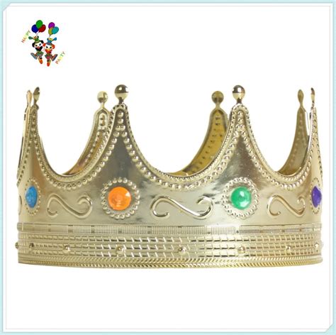 Cheap Plastic Party Fancy Dress Golden King And Queen Crowns Hpc 0799